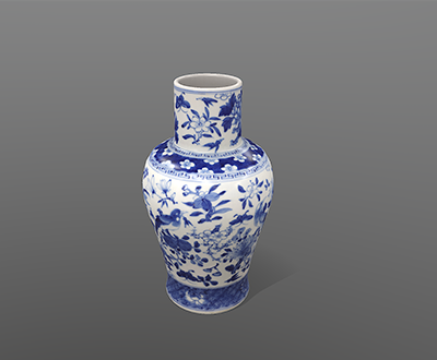 清光緒青花花鳥紋瓶